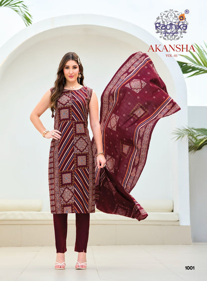 Akansha Vol 1 Radhika Lifestyle Vertican Readymade Pant Style Suits Manufacturer Gujarat