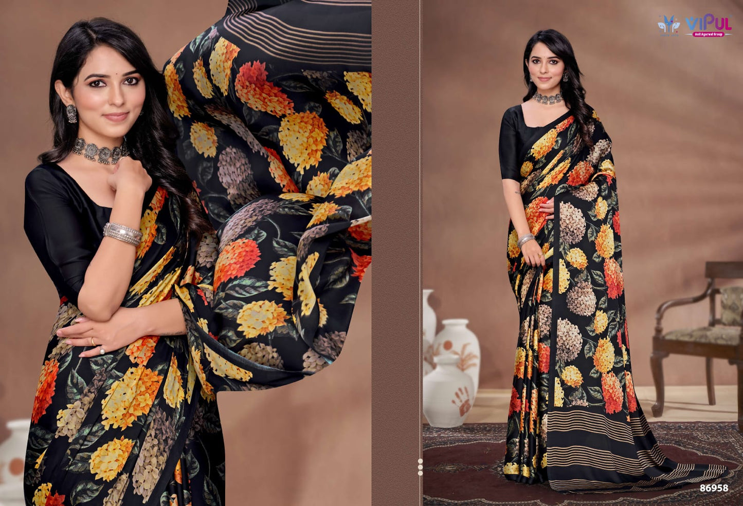 Akasaa Vipul Satin Silk Sarees Exporter India