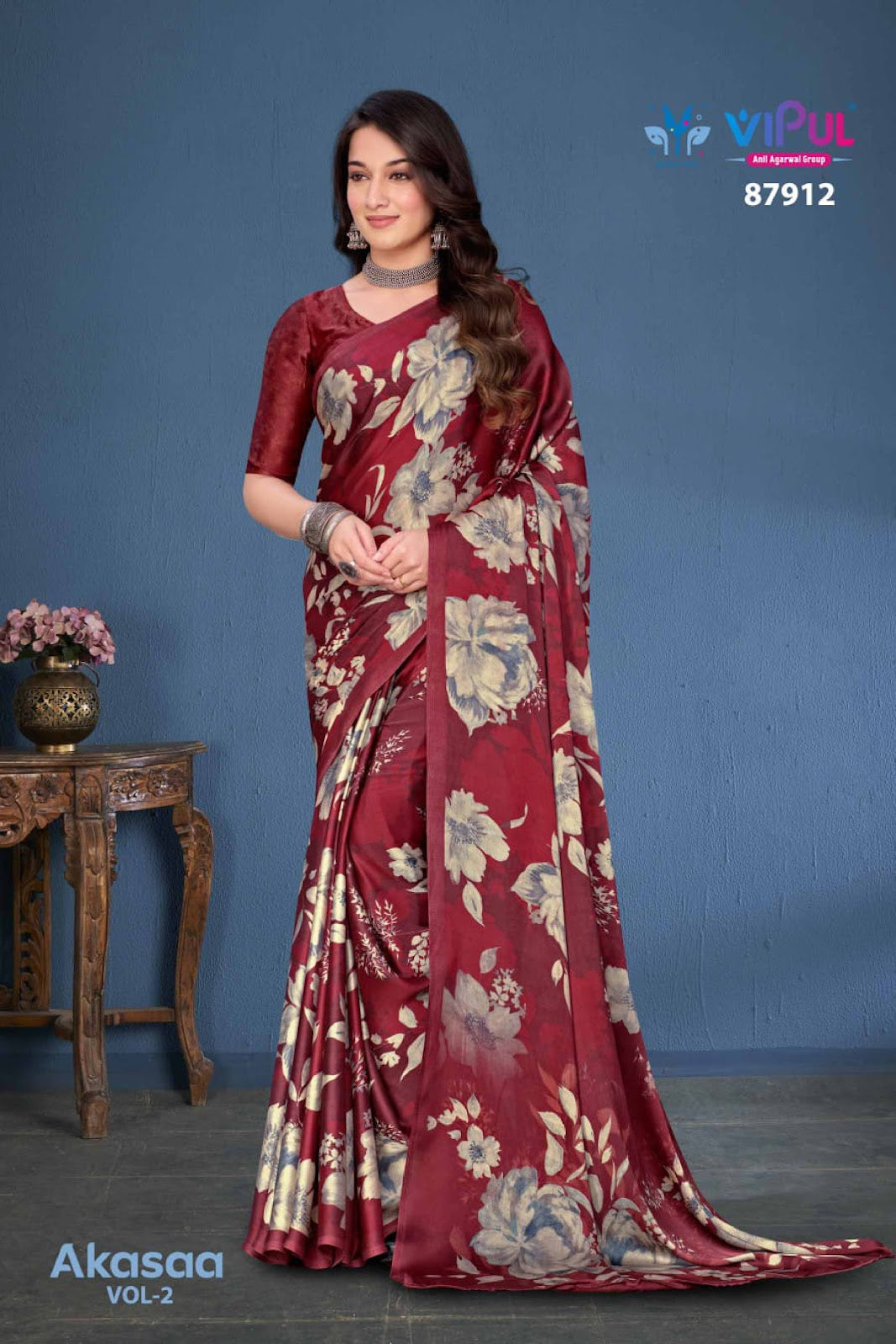 Akasaa Vol 2 Vipul Satin Silk Sarees Exporter