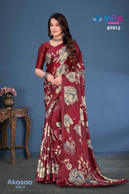 Akasaa Vol 2 Vipul Satin Silk Sarees Exporter