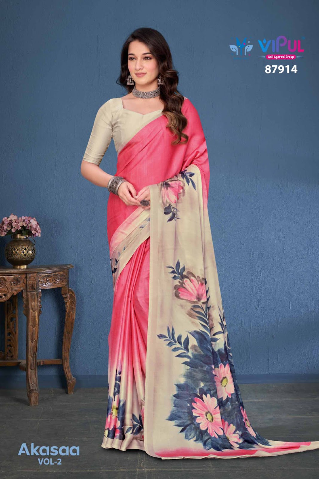 Akasaa Vol 2 Vipul Satin Silk Sarees Exporter