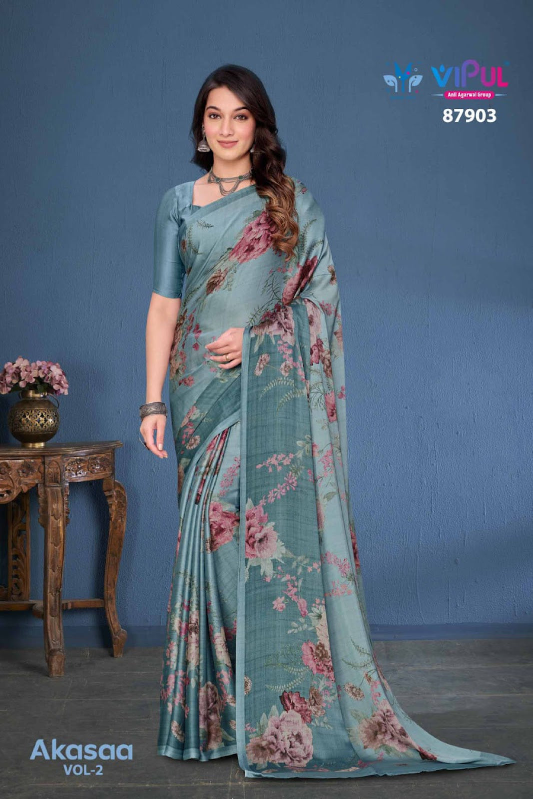 Akasaa Vol 2 Vipul Satin Silk Sarees Exporter
