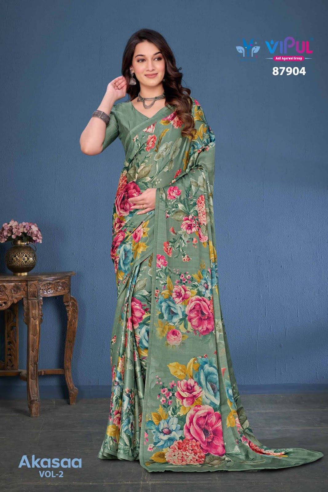 Akasaa Vol 2 Vipul Satin Silk Sarees Exporter