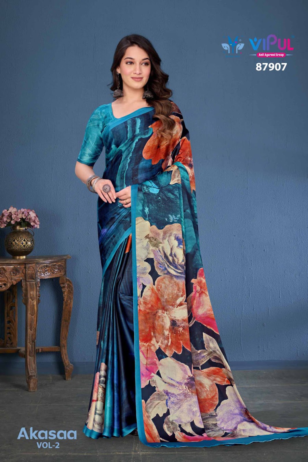 Akasaa Vol 2 Vipul Satin Silk Sarees Exporter