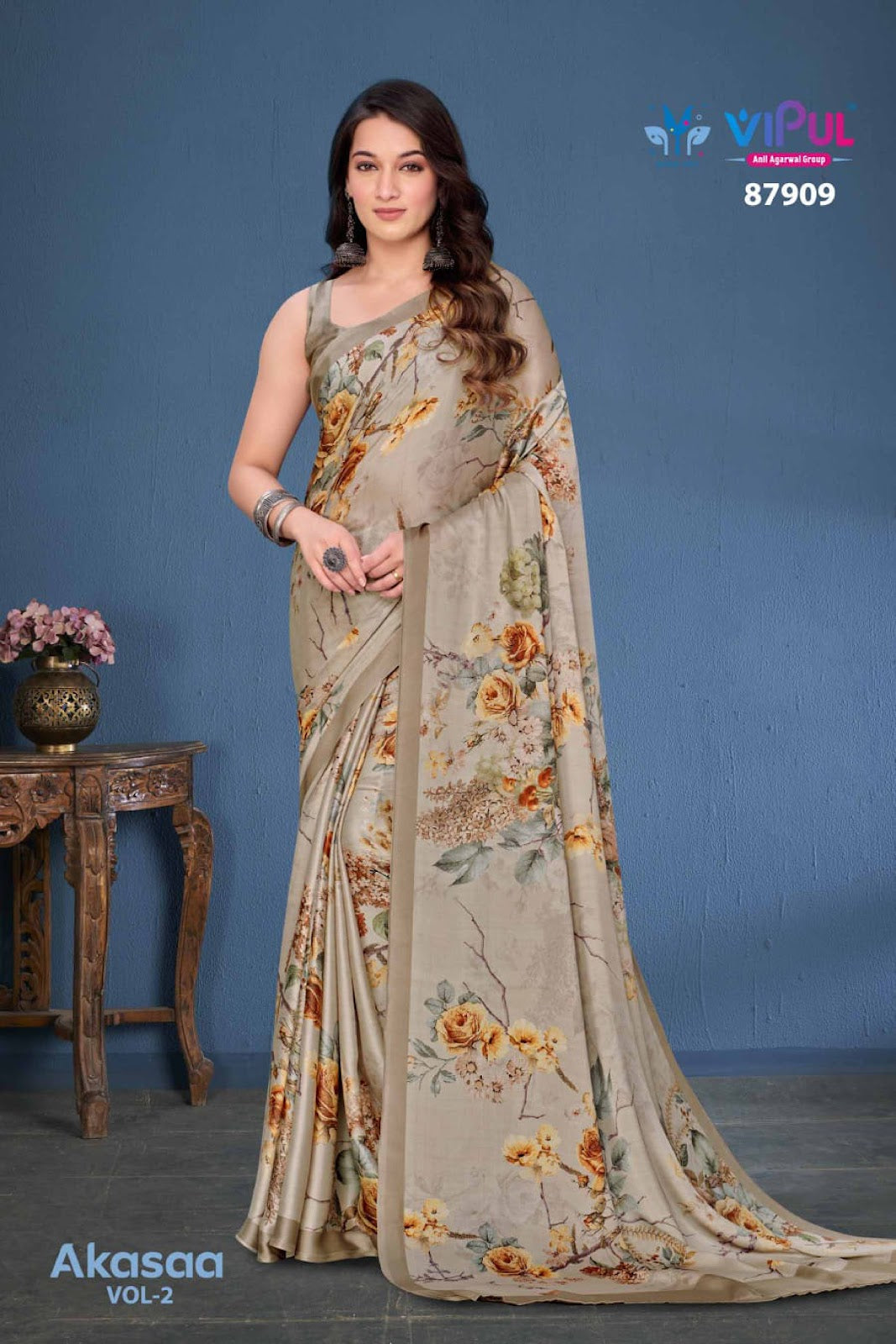 Akasaa Vol 2 Vipul Satin Silk Sarees Exporter