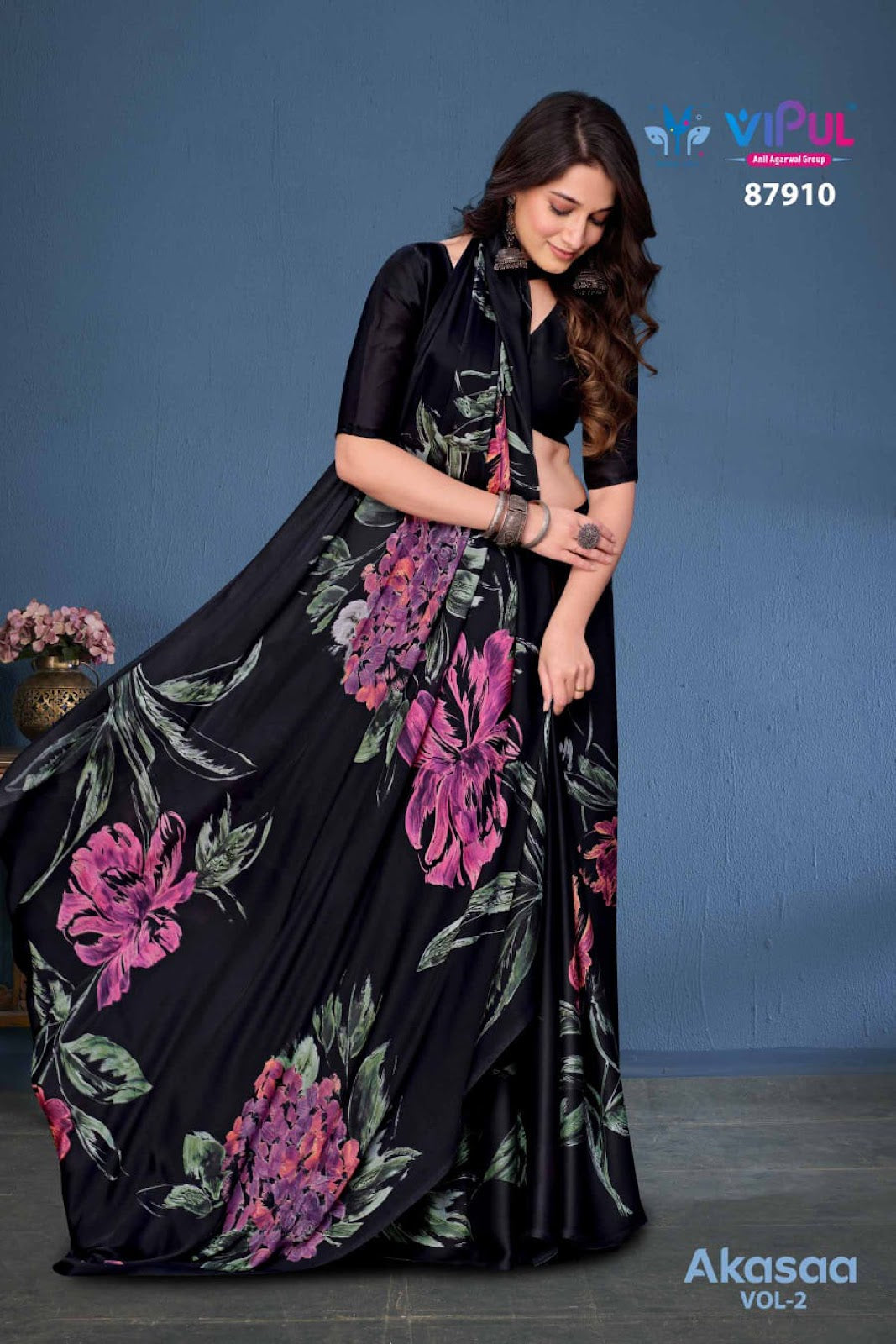 Akasaa Vol 2 Vipul Satin Silk Sarees Exporter