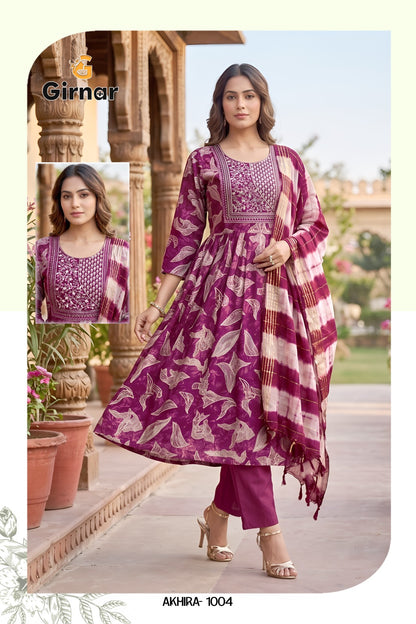 Akhira Vol 1 Girnar Vertican Readymade Anarkali Suits Supplier