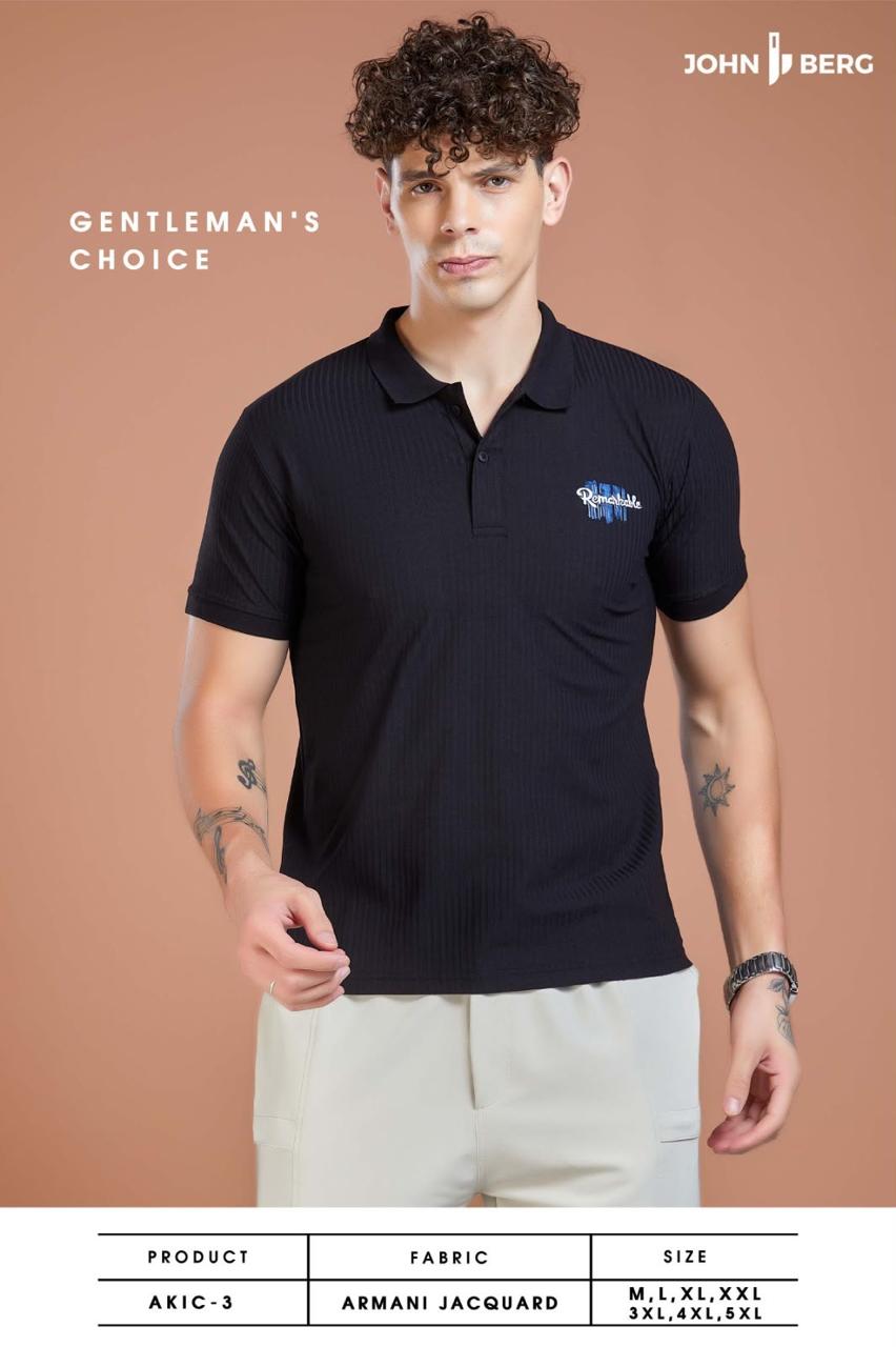 Akic 3 John Berg Jacquard Mens Tshirts Wholesaler Gujarat
