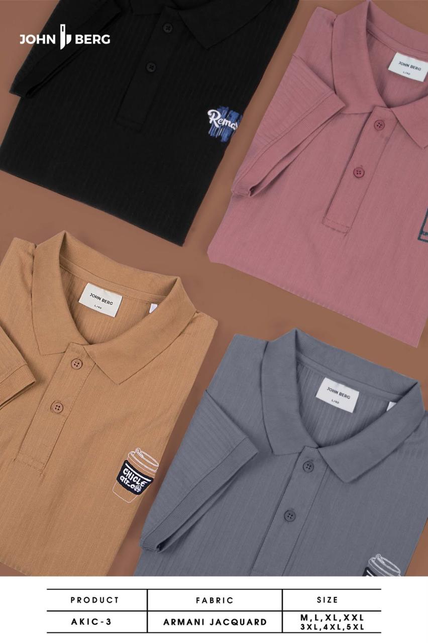 Akic 3 John Berg Jacquard Mens Tshirts Wholesaler Gujarat