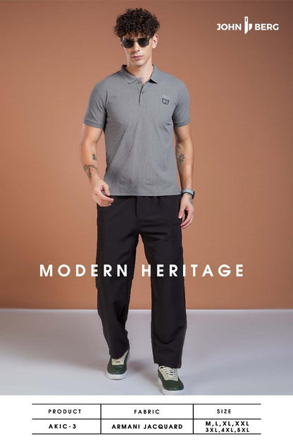 Akic 3 John Berg Jacquard Mens Tshirts Wholesaler Gujarat