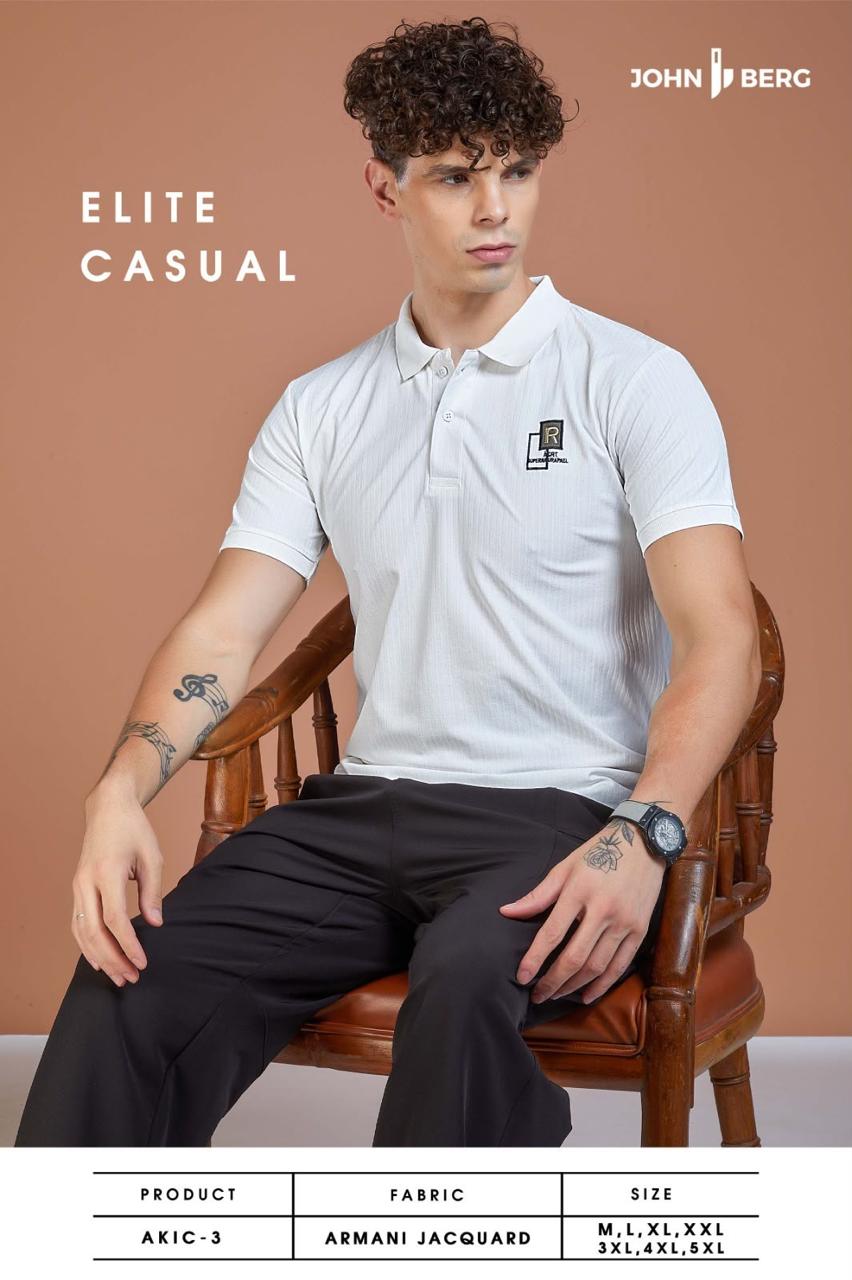 Akic 3 John Berg Jacquard Mens Tshirts Wholesaler Gujarat