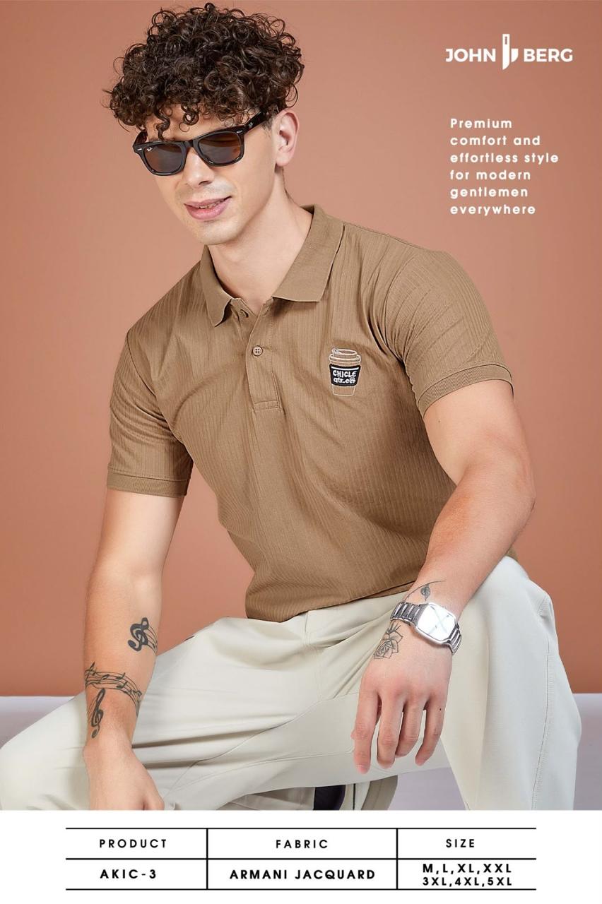 Akic 3 John Berg Jacquard Mens Tshirts Wholesaler Gujarat