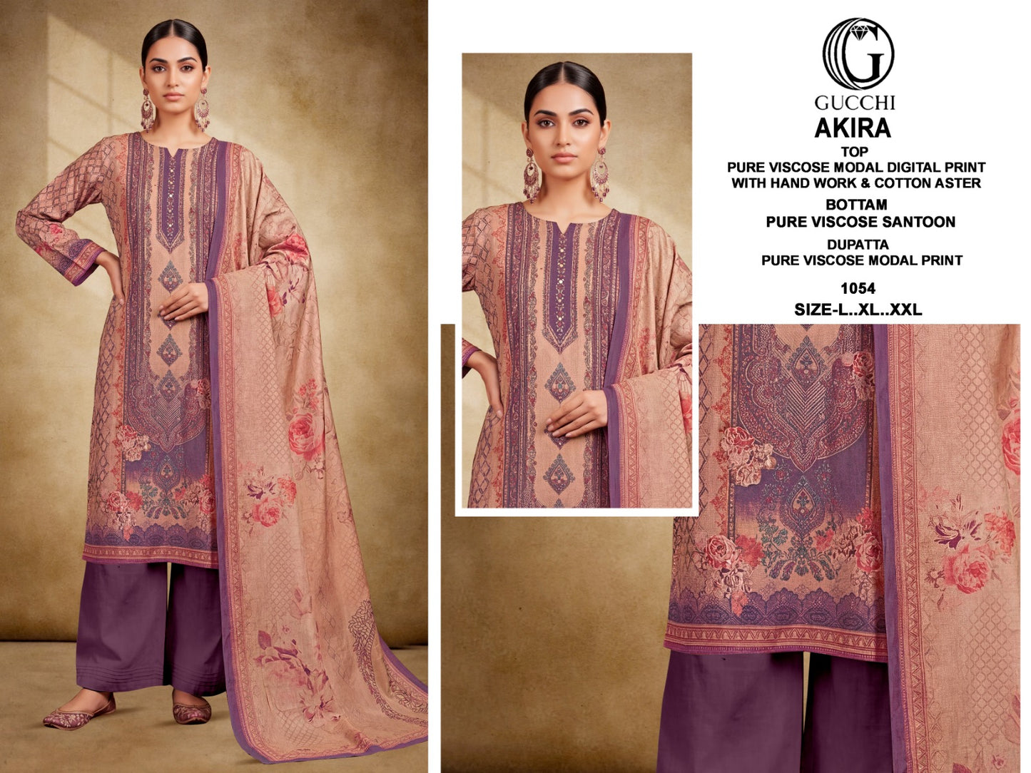 Akira 1053-1060 Gucchi Viscose Modal Readymade Pant Style Suits Exporter Gujarat