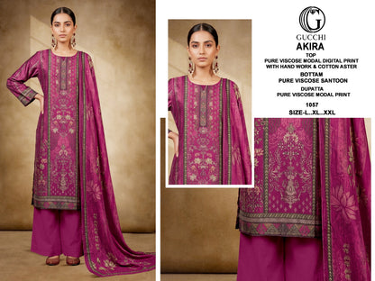 Akira 1053-1060 Gucchi Viscose Modal Readymade Pant Style Suits Exporter Gujarat