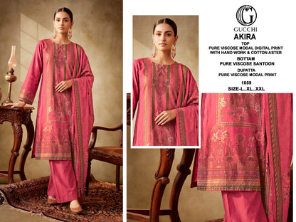 Akira 1053-1060 Gucchi Viscose Modal Readymade Pant Style Suits Exporter Gujarat
