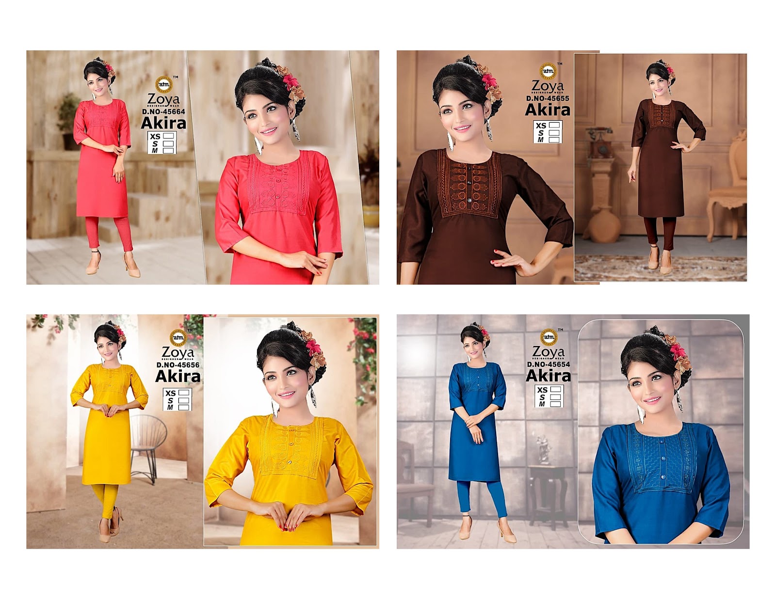 Akira 1811 Zoya Rayon Straight Cut Kurtis Supplier Gujarat