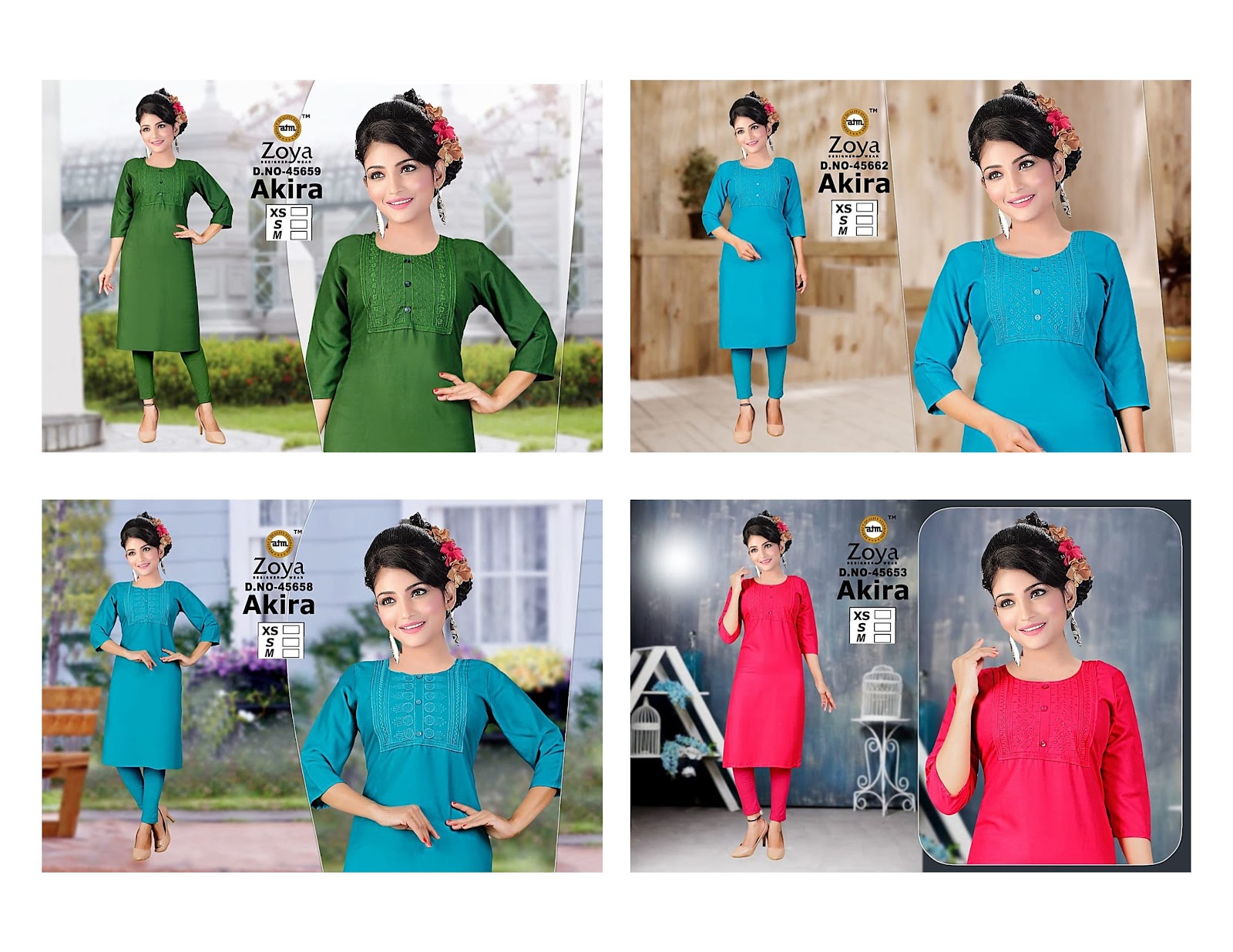Akira 1811 Zoya Rayon Straight Cut Kurtis Supplier Gujarat
