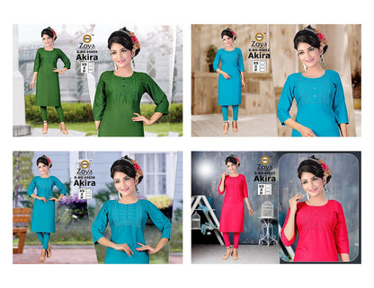 Akira 1811 Zoya Rayon Straight Cut Kurtis Supplier Gujarat