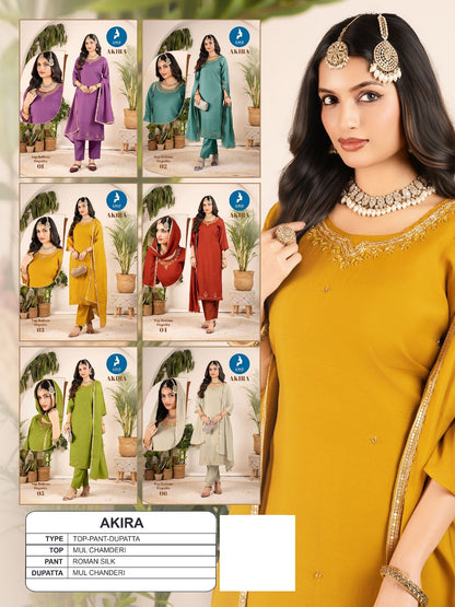 Akira Kaya Chanderi Readymade Pant Style Suits Wholesaler