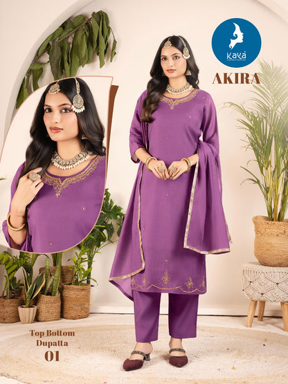 Akira Kaya Chanderi Readymade Pant Style Suits Wholesaler
