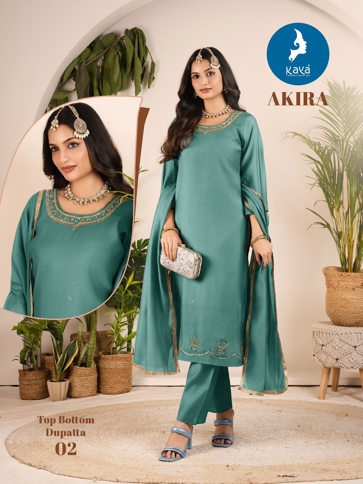 Akira Kaya Chanderi Readymade Pant Style Suits Wholesaler