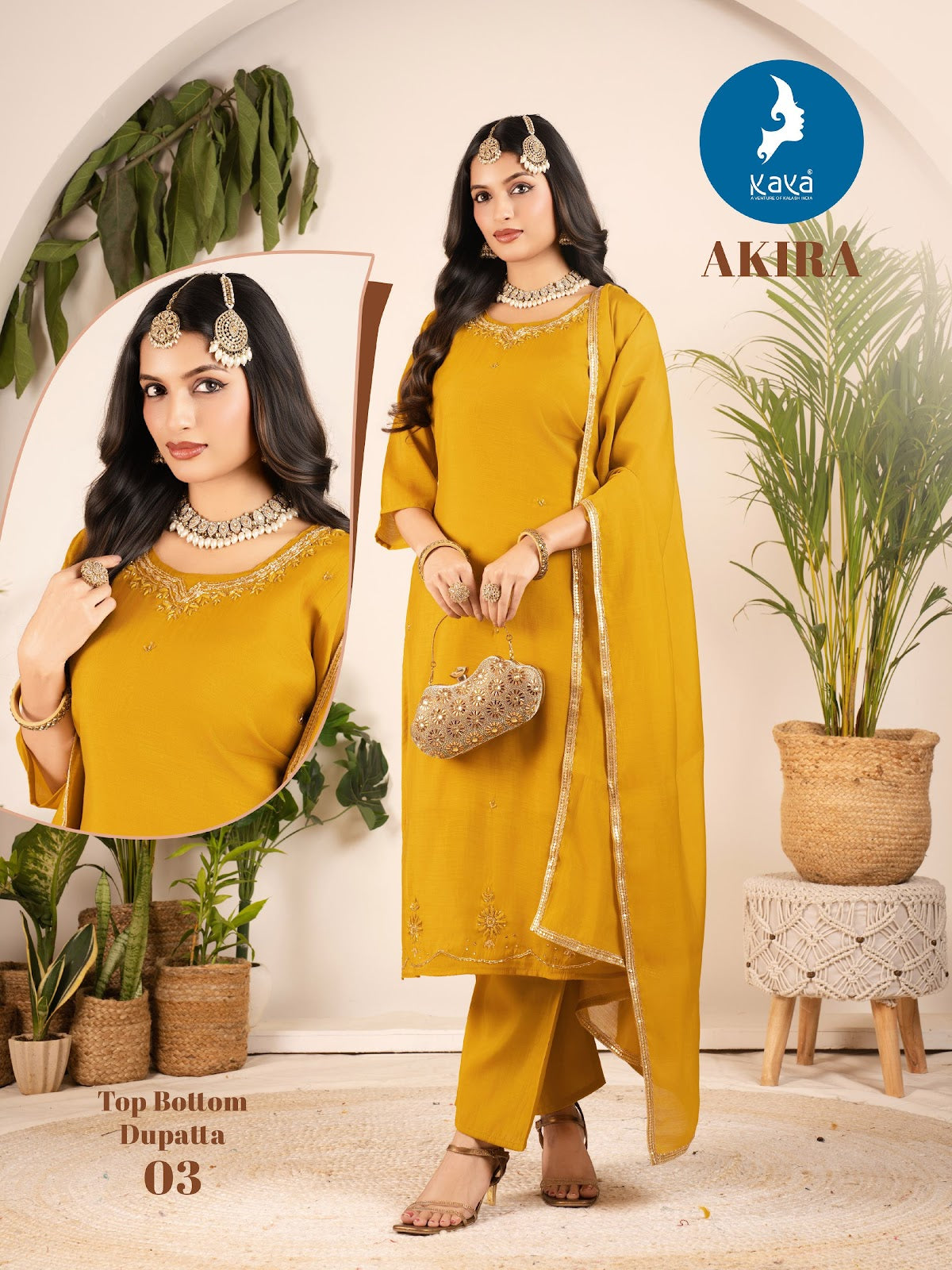 Akira Kaya Chanderi Readymade Pant Style Suits Wholesaler