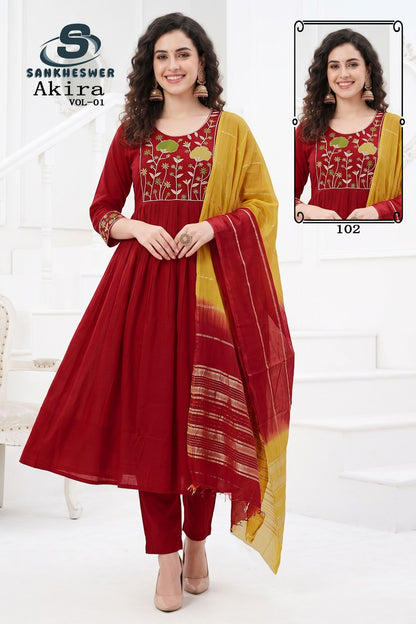 Akira Vol 1 Sankheswer Chanderi Readymade Anarkali Suits Wholesaler India