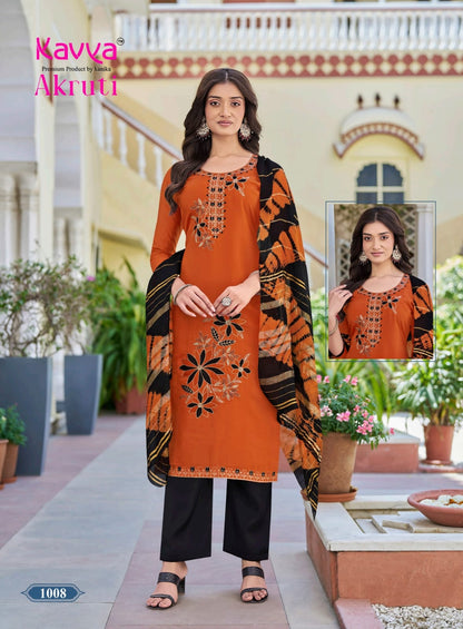 Akruti Vol 1 Kavya Roman Silk Readymade Pant Style Suits Wholesale Price