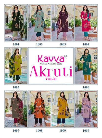 Akruti Vol 1 Kavya Roman Silk Readymade Pant Style Suits Wholesale Price