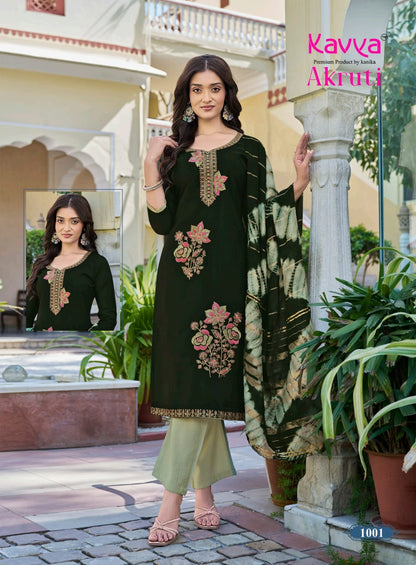Akruti Vol 1 Kavya Roman Silk Readymade Pant Style Suits Wholesale Price