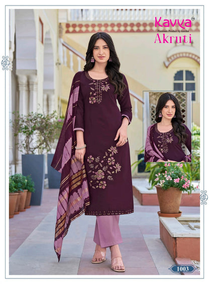 Akruti Vol 1 Kavya Roman Silk Readymade Pant Style Suits Wholesale Price