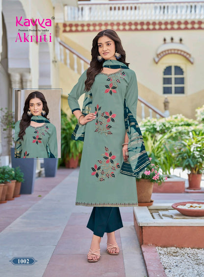Akruti Vol 1 Kavya Roman Silk Readymade Pant Style Suits Wholesale Price