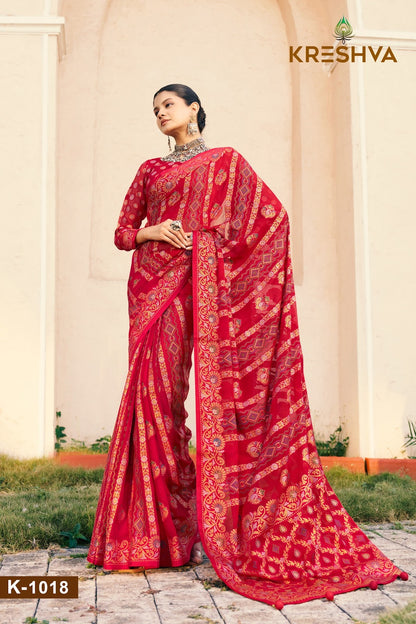 Akshara 1017-1020 Kreshva Georgette Sarees Wholesaler Ahmedabad