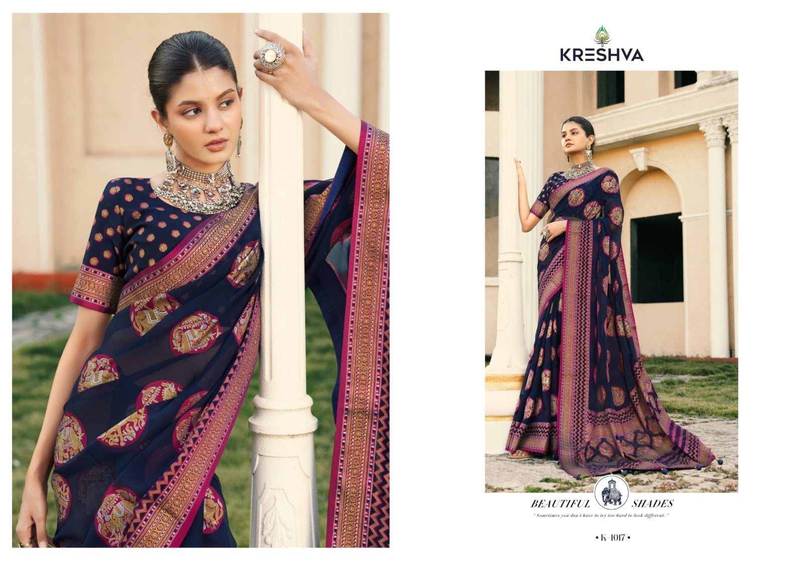Akshara 1017-1020 Kreshva Georgette Sarees Wholesaler Ahmedabad