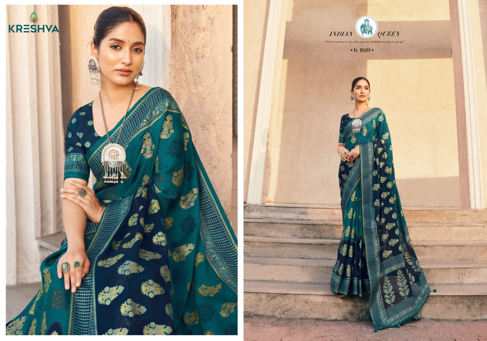 Akshara 1017-1020 Kreshva Georgette Sarees Wholesaler Ahmedabad