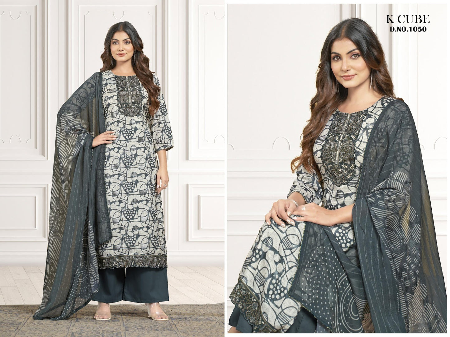Akshara 1050 K Cube Muslin Pant Style Suits Exporter Gujarat