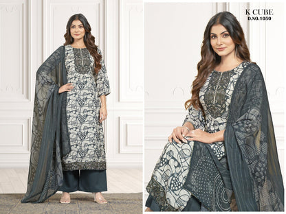 Akshara 1050 K Cube Muslin Pant Style Suits Exporter Gujarat