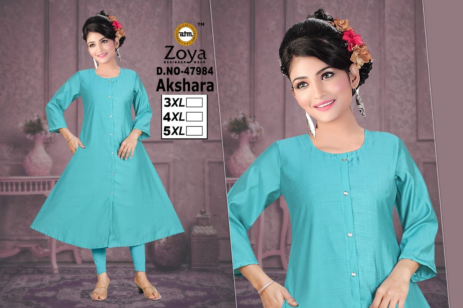 Akshara 1303 Zoya Vertican Plus Size Kurtis Manufacturer