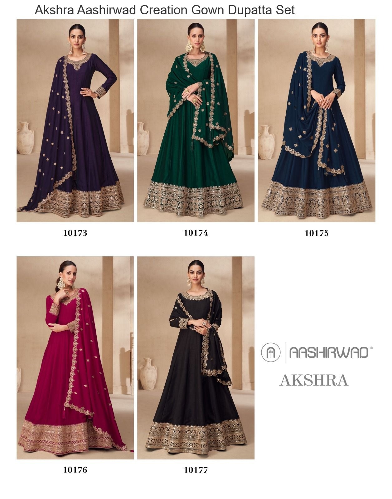 Akshra Aashirwad Creation Silk Gown Dupatta Set Exporter India