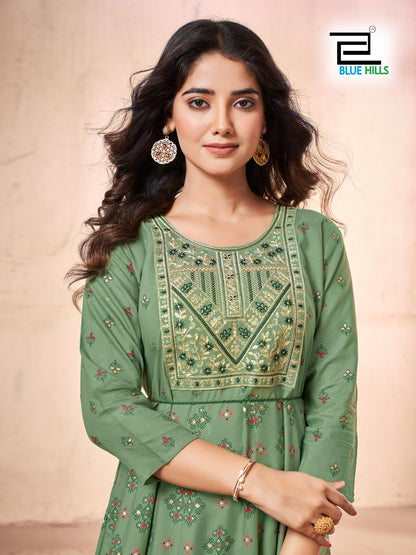 Akshara Bluehills Rayon 14Kg Anarkali Kurtis Manufacturer India