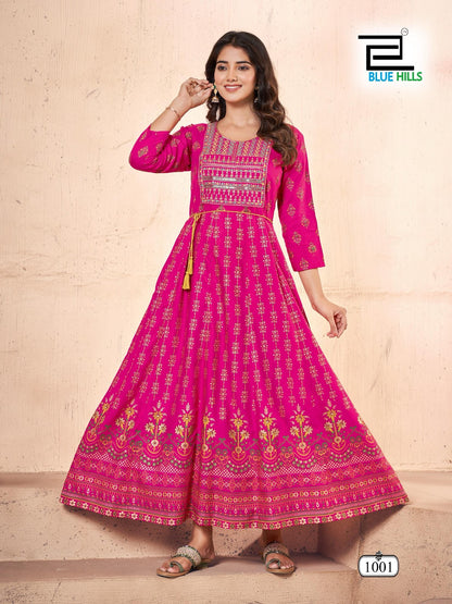 Akshara Bluehills Rayon 14Kg Anarkali Kurtis Manufacturer India