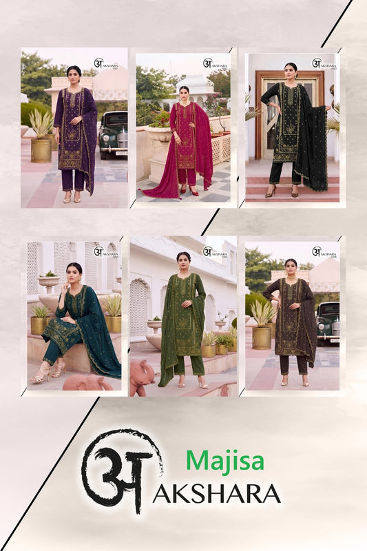 Akshara Majisa Reyon Readymade Pant Style Suits Manufacturer India