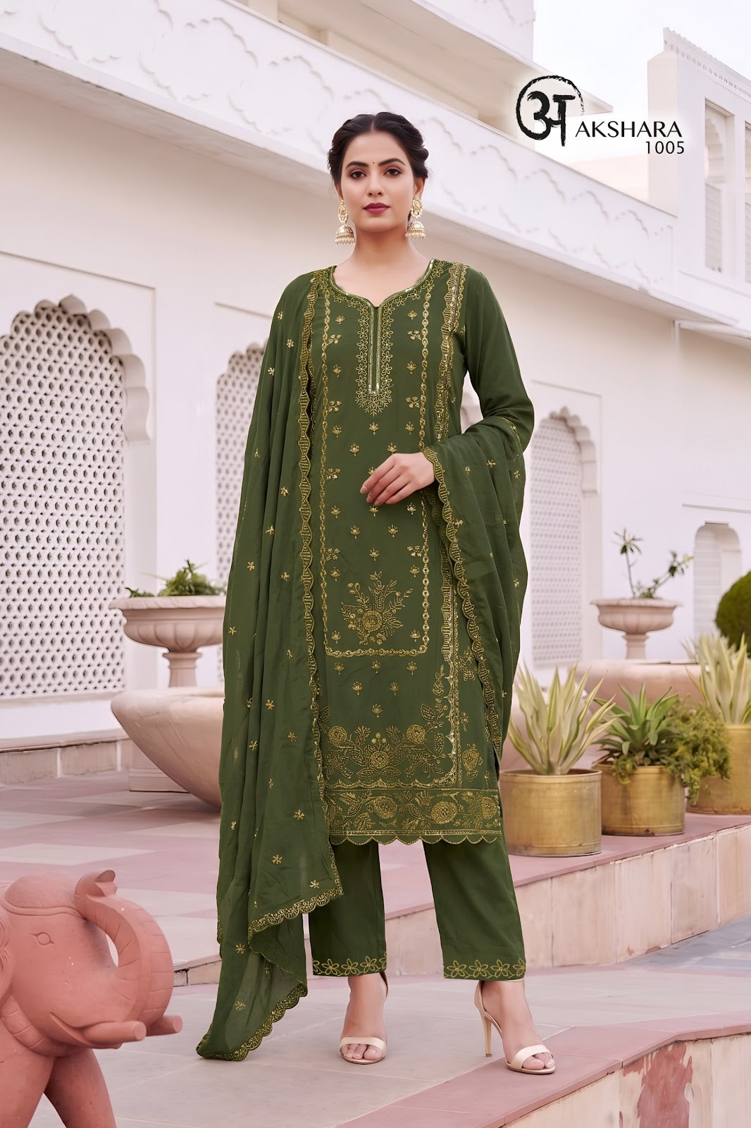 Akshara Majisa Reyon Readymade Pant Style Suits Manufacturer India
