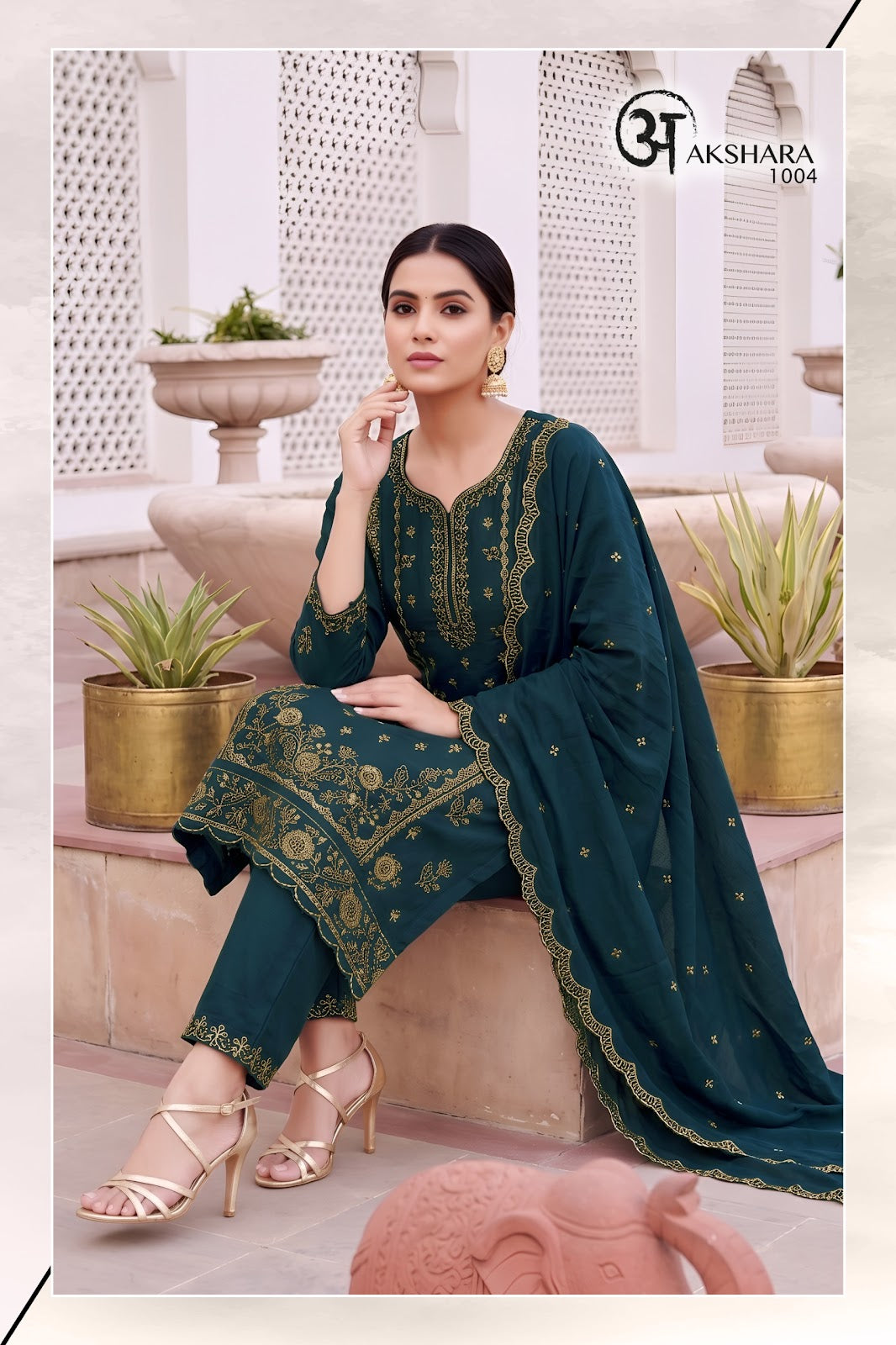 Akshara Majisa Reyon Readymade Pant Style Suits Manufacturer India