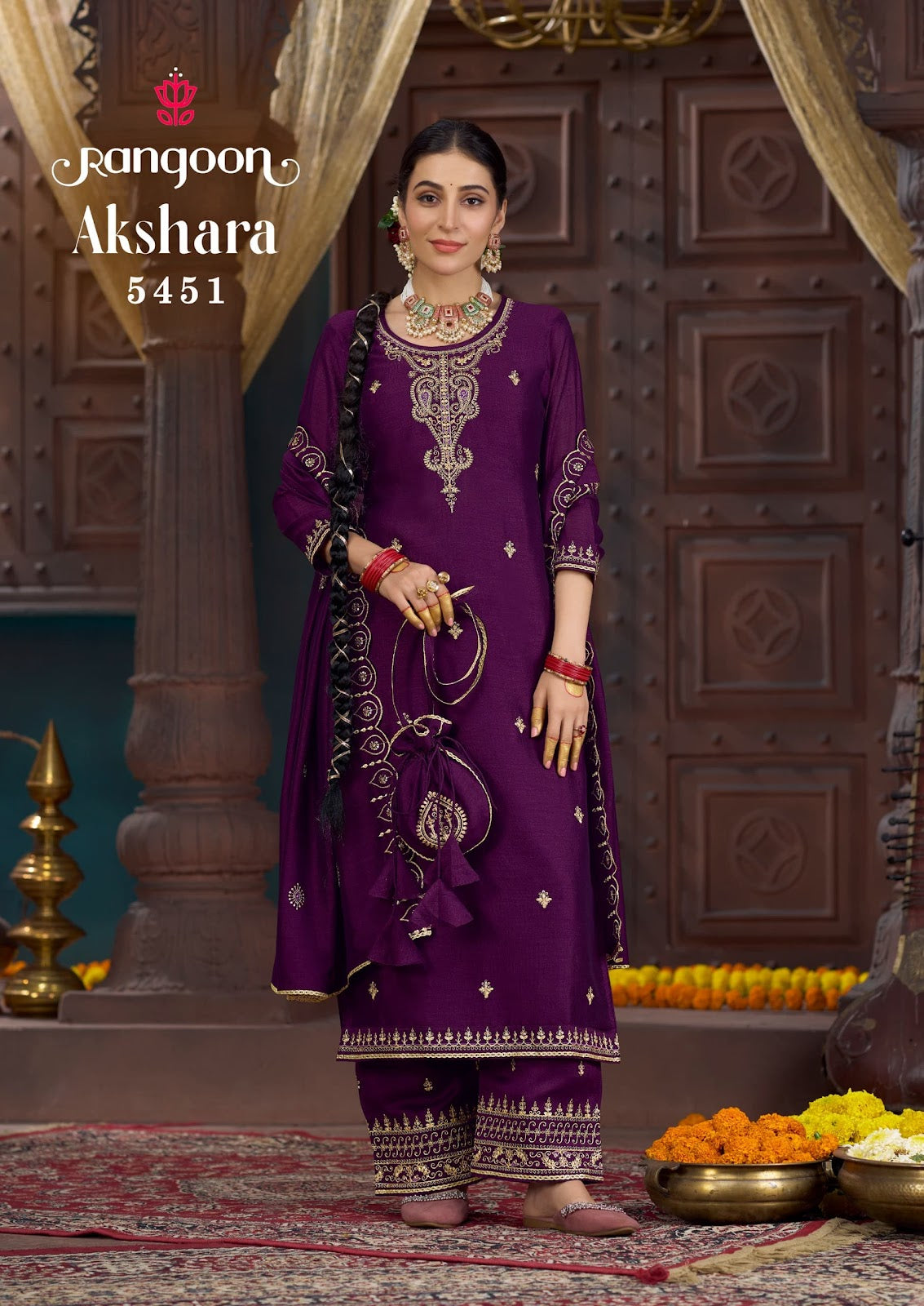 Akshara Rangoon Silk Readymade Plazzo Style Suits Exporter Gujarat