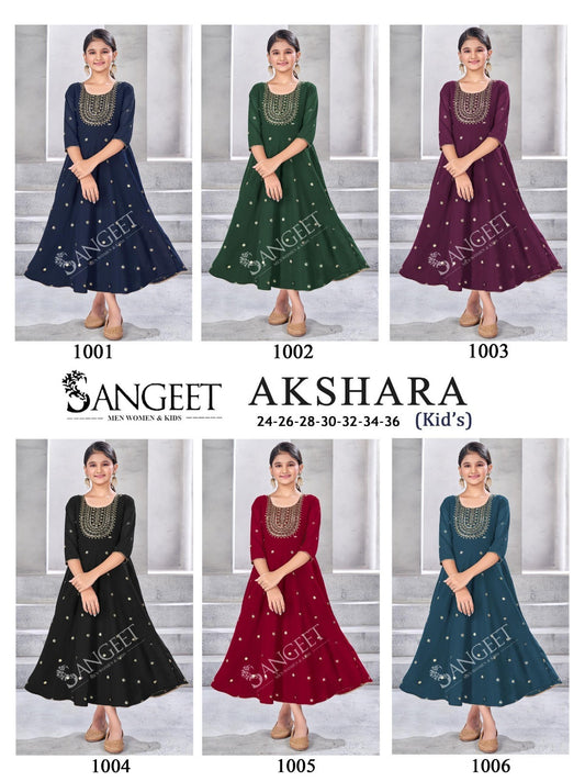 Akshara Sangeet Fox Georgette Girls Anarkali Kurti Wholesaler India