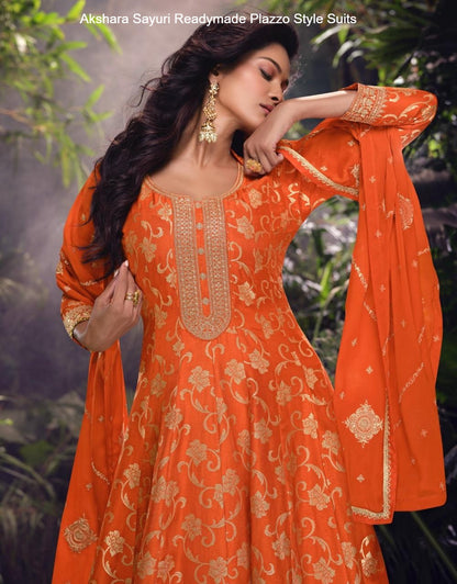 Akshara Sayuri Jacquard Silk Readymade Plazzo Style Suits Supplier India