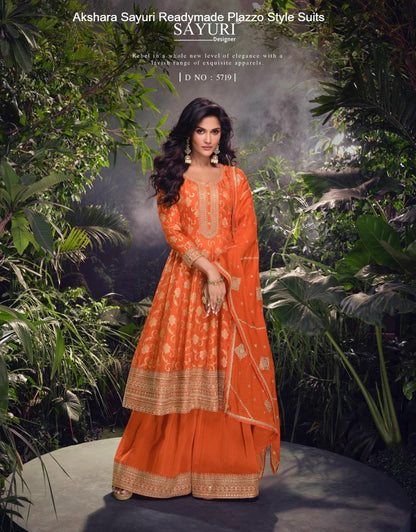 Akshara Sayuri Jacquard Silk Readymade Plazzo Style Suits Supplier India