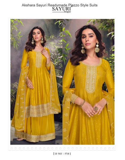Akshara Sayuri Jacquard Silk Readymade Plazzo Style Suits Supplier India