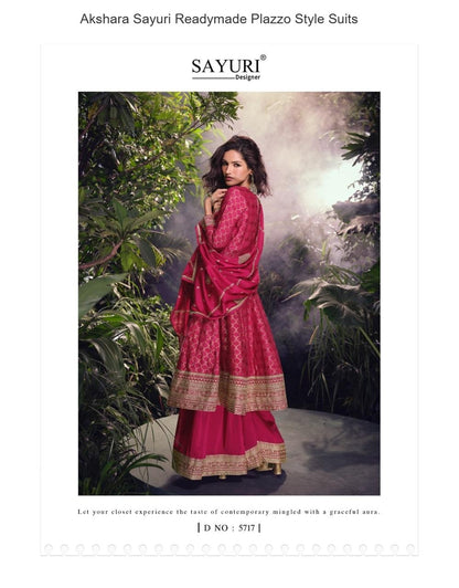 Akshara Sayuri Jacquard Silk Readymade Plazzo Style Suits Supplier India